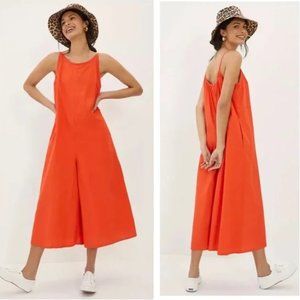MAEVE CHRYSANTHEMUM WIDE-LEG JUMPSUIT, SIZE M Orange